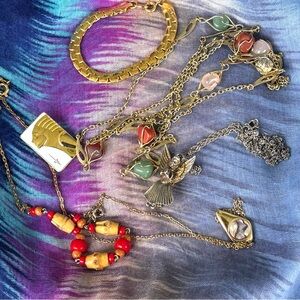 Colorful Jewelry Assortment, New & Pre-Owned Gold Tone Metal Necklaces & Other